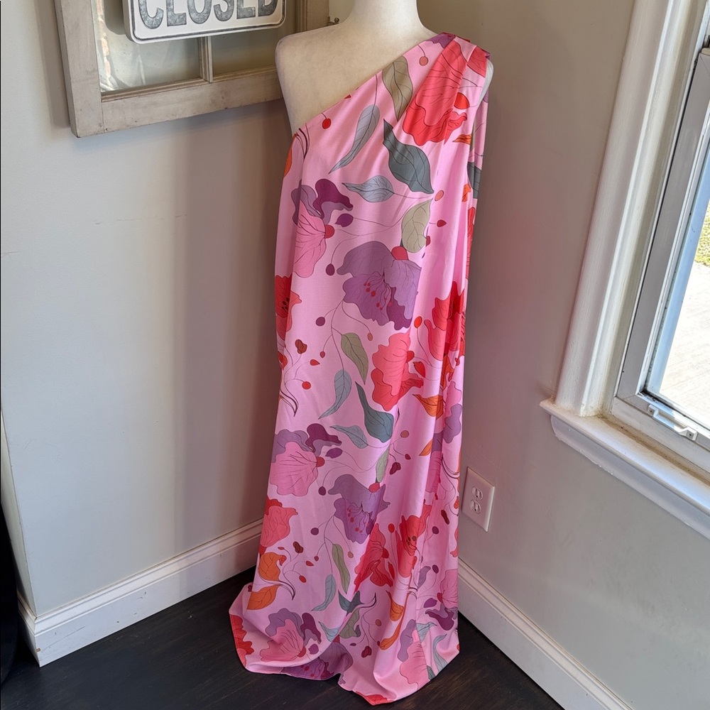 Petal & Pup Tillie One-Shoulder Maxi Dress in Pink Floral NWT - Picture 4 of 13